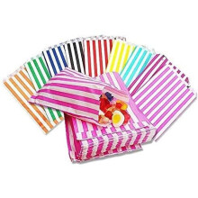 5" x 7" 300pcs All 10 Colours Mixed Assorted | Candy Striped Sweet Paper Bags | Wedding Buffet Favour Cake Gift Pick n Mix Shop