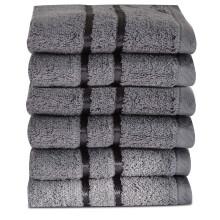 Towelogy 600GSM Cotton Washcloths Multipack Quick Dry Flannels Face Towels Hotel Spa Bathroom Make Up Remover Cloths 30x30cm (Grey Charcoal, Pack Of