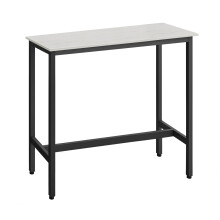 Bar, Kitchen, Pub Dining High Table, Sturdy Steel Frame, 40 x 100 x 90 cm, Easy Assembly, Industrial Design, Rustic White and Ink Black LBT010B73,