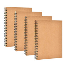 4 Pack A5 Sketchbook, Spiral Cover Blank Page Sketch Book Sketch Pad, Kraft Cover Sketch Drawing Pad Art Book, 50 Sheets Blank Paper Sketch Book for