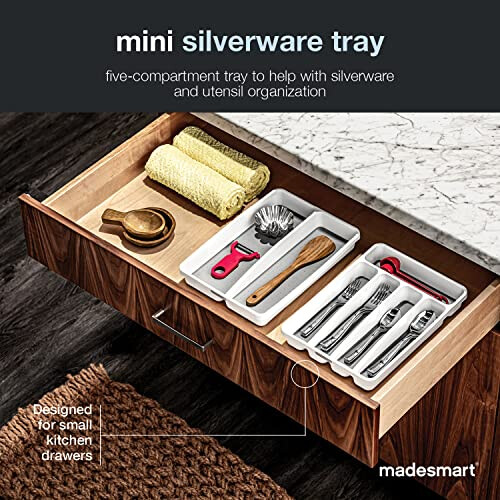 Mini In Drawer Silverware Tray, White 1
