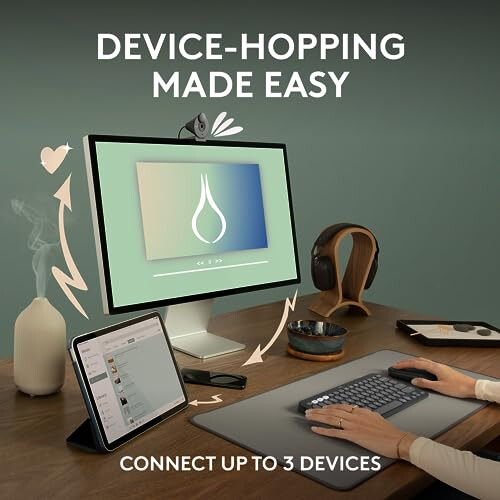 Logitech Pebble Mouse 2 M350s Slim Bluetooth Wireless Mouse, Portable, Lightweight, Customisable Button, Quiet Clicks, Easy-Switch for Windows, macOS, iPadOS, 2