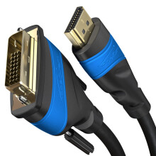 HDMI DVI adapter cable with A.I.S. signal interference protection – 1.5m (bi-directional DVI-D 24+1/HDMI monitor cable, connect HDMI device to DVI
