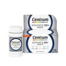Advance 50+ Multivitamin Tablets for Men and Women, Vitamins with 24 Essential Nutrients including Vitamin C, D and Zinc, 60 ct (Packaging and Tablet