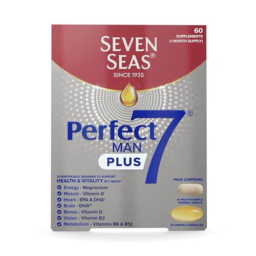 Seven Seas Perfect7 Man Plus, Multivitamin with Omega-3 and Vitamin D for Whole Body Health¹⁷, 30 Tablets + 30 Capsules, 1 Month Supply