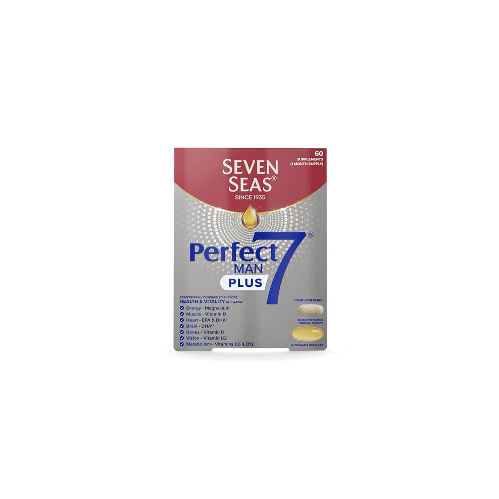 Perfect7 Man Plus, Multivitamin with Omega-3 and Vitamin D for Whole Body HealthÂ¹â·, 30 Tablets + 30 Capsules, 1 Month Supply