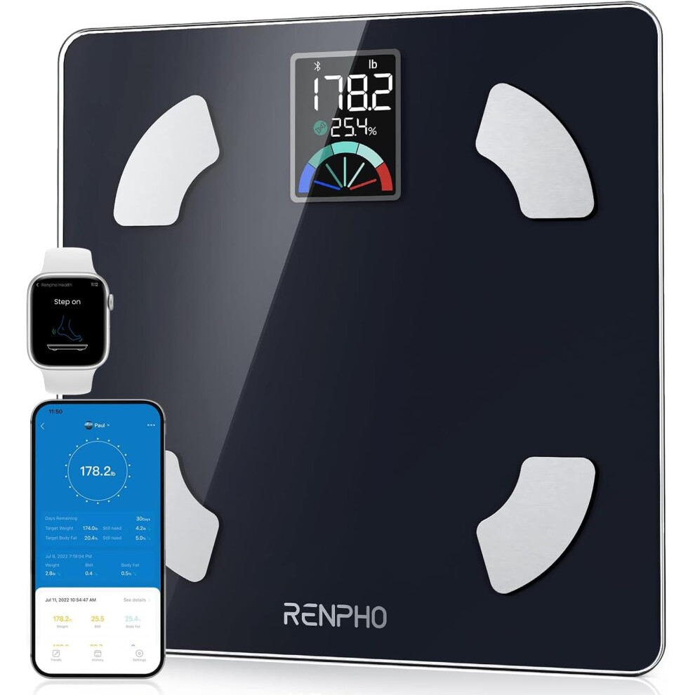 Renpho Scale For Body Weight And Bmi, Large Va Screen Body Fat Scale, Accurate Weighing Scale Digital Bathroom Bluetooth Scale, 13 Body Composition Analyzer