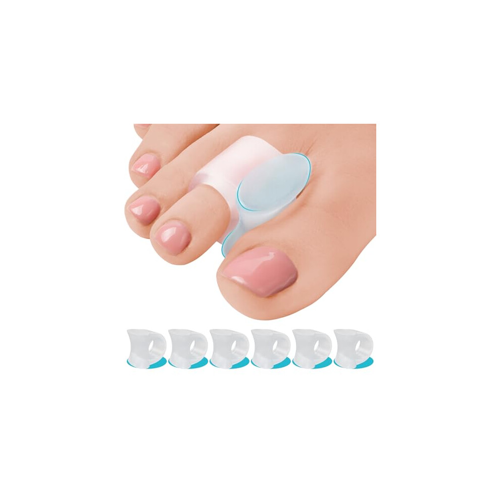 5 Stars United Toe Separators For Overlapping Toes - 6-Pack Clear Gel Hammer Toe Straighteners For Pain Relief - Correct Bent Toes - Big Toe Spacers, Spreaders, Soft