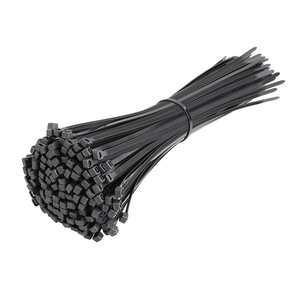 Beeway Black Cable Ties - 500 Pack 200Mm X 3.6Mm 8 Inch Premium Ties Wraps, Strong Nylon Zip Ties