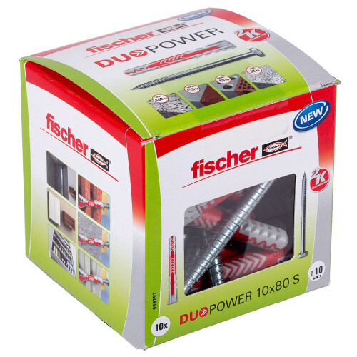 Fischer FISCHER - Bucha DuoPower totalmente material 10x80 mm com parafusos - Caixa com 10