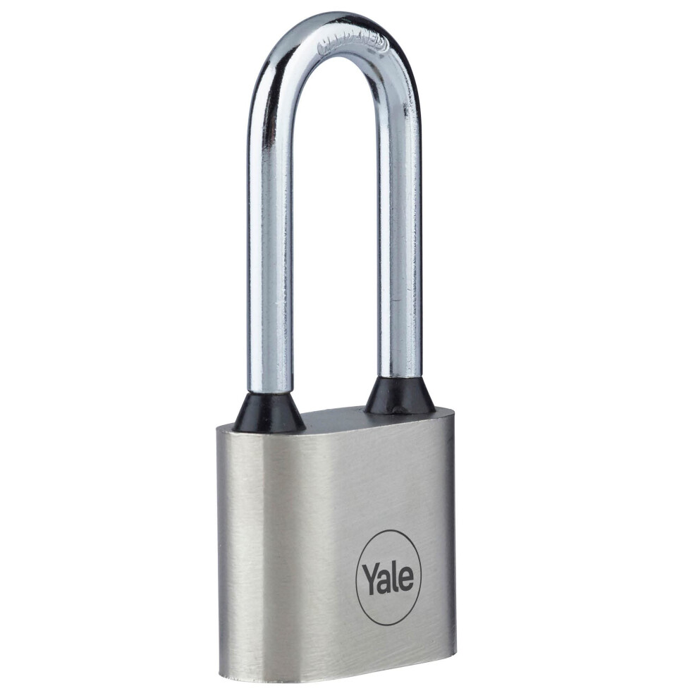 Yale Iron Disc Padlock 30Mm - Nickel Plated - Hardened Steel Long Shackle - Extreme Corrosion Resistance For Outdoor Use
