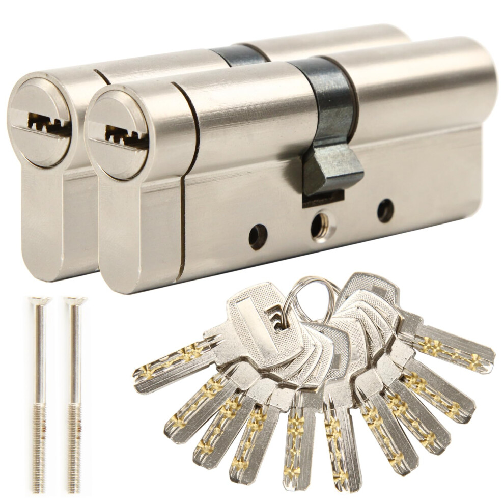 Sepox 90Mm(45/45) 2 Pack Door Barrel Lock Euro Cylinder With Keys Anti Snap High Security Composite Door Barrel Profile Lock 90Mm Overall 607376354401