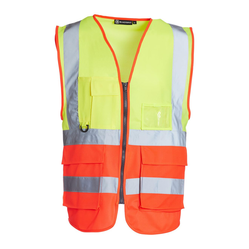 Yellow & Red Premium Hi Vis Vest With Pockets, Id Pouch & Key Loop, Mens Womens Reflective High Vis Vests With Secure Zip, Safety Vest Security 5019200315598