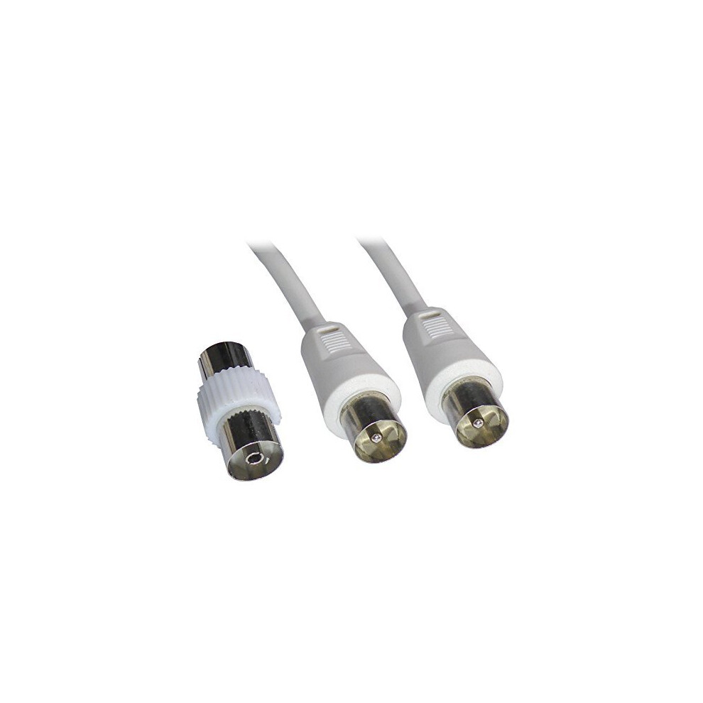 15M 15 Metre Long Aerial Coaxial Fly Lead Cable - Male To Male With Female Coupler 5060085461375