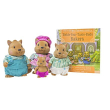 Li'l Woodzeez - Famiglia di Scoiattoli Bushytails - Set di 4 Figure da Collezione Posabili con Libro