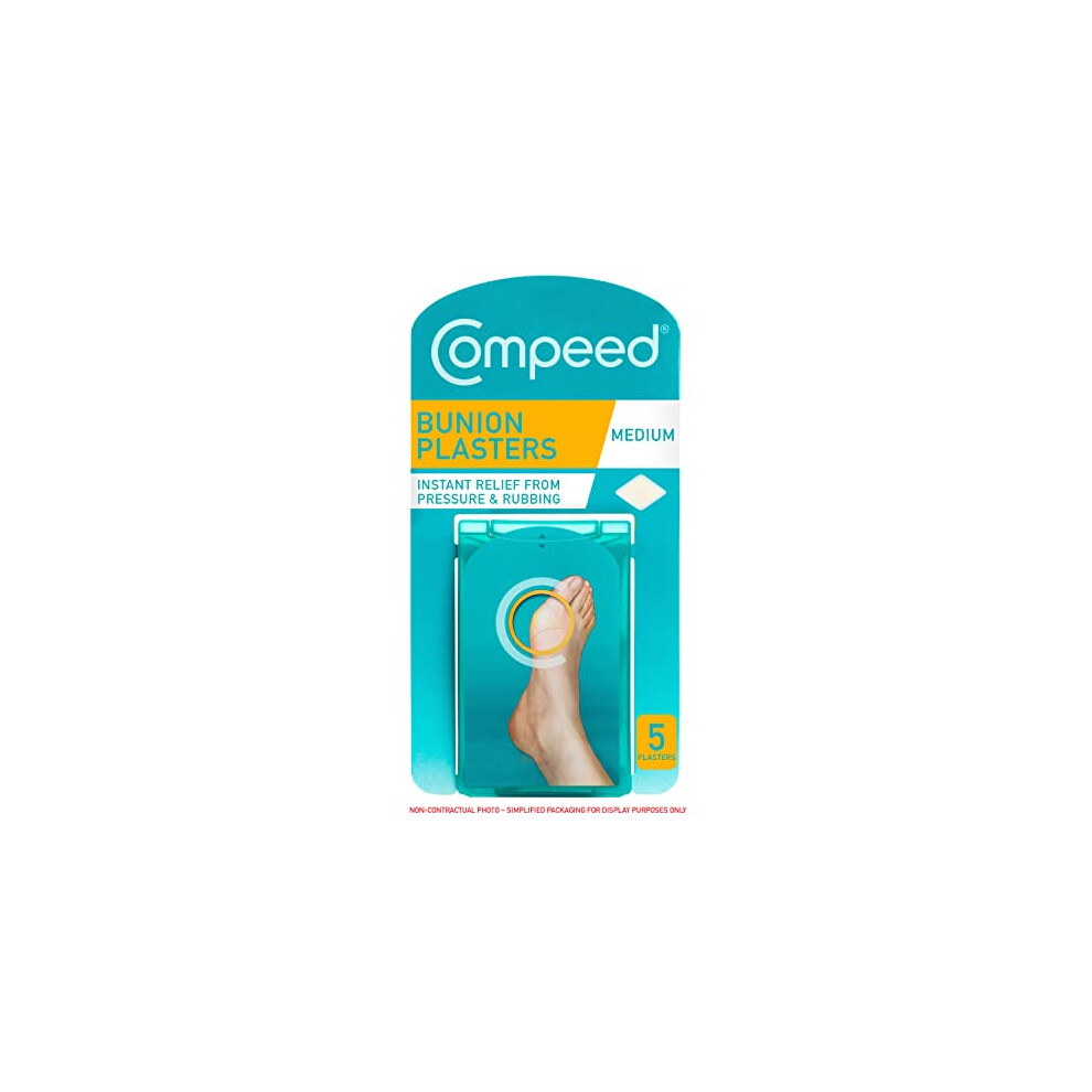 Compeed Bunion Plasters, 5 Hydrocolloid Plasters, Foot Treatment, Effective Protection Against Pressure And Rubbing, Dimensions: 4.7 Cm X6.8 Cm
