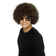 70's Funky Afro Wig - Brown(Size: One size)