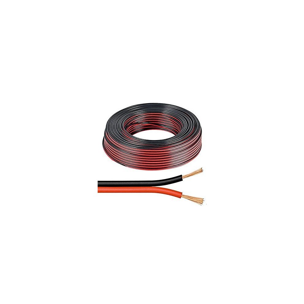 25M Multistrand 2 X 0.5Mm Speaker Cable Ideal For Car Audio & Home Hifi Red/Black 5060227796174