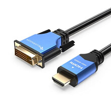 HDMI to DVI Cable 1M (High-Speed, Bi-Directional Adapter Male to Male, DVI-D 24+1, 1080p, Aluminum Shell) - Compatible with Raspberry Pi, Xbox One,