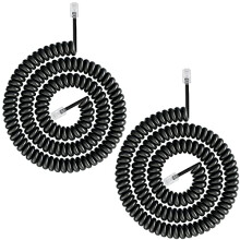 Telephone Phone Handset Cable Cord,Uvital Coiled Length 1.2 to 10 Feet Uncoiled Landline Phone Handset Cable Cord RJ9/RJ10/RJ22 4P4C(Black,2 PCS)