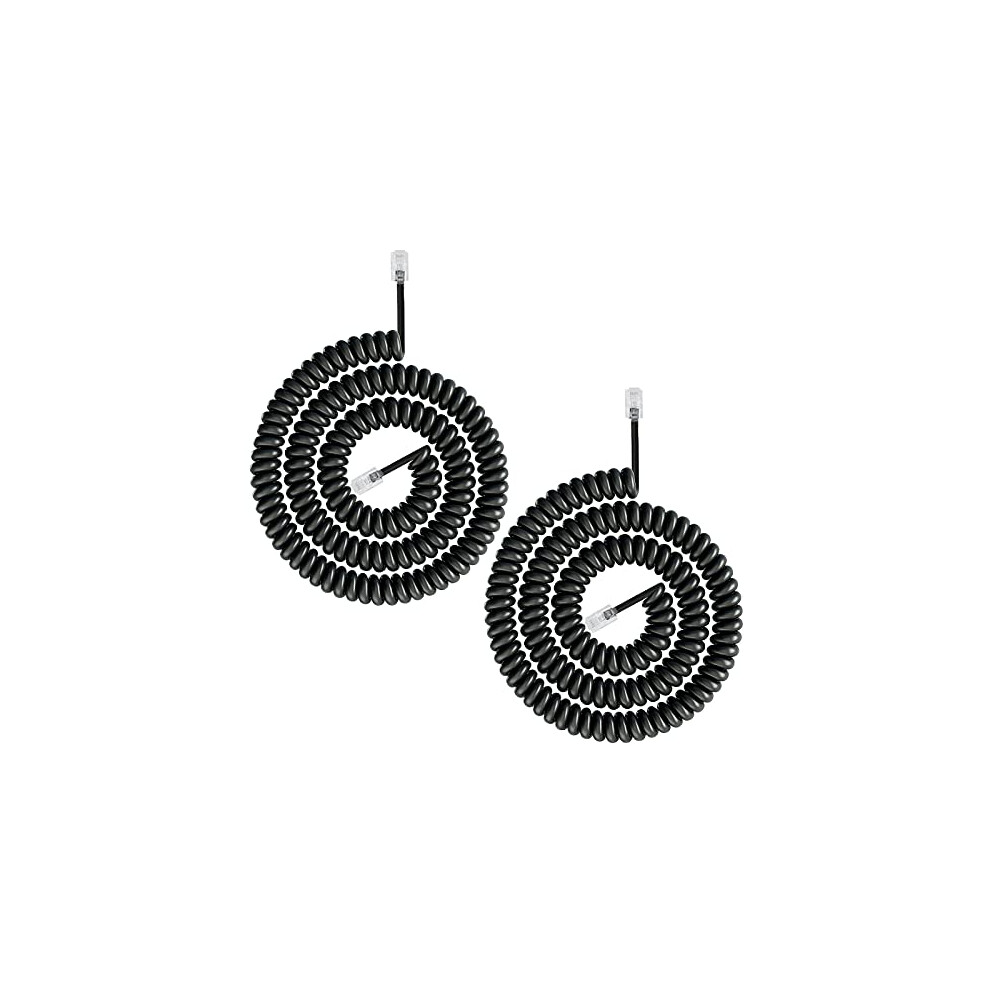 Telephone Phone Handset Cable Cord,Uvital Coiled Length 1.2 To 10 Feet Uncoiled Landline Phone Handset Cable Cord Rj9/Rj10/Rj22 4P4c(,2 Pcs) Black 696341486100