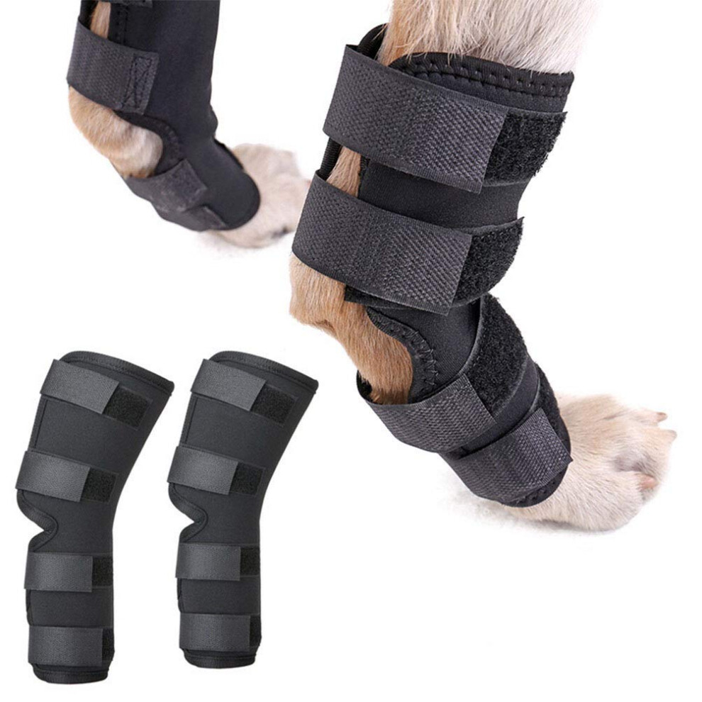 Dog Canine Rear Leg Hock Joint Brace 2Pack Hind Leg Wrap Protector and Extra Supportive, Leg Hock Joint Compression Sleeve for Wound Injury and Sprain