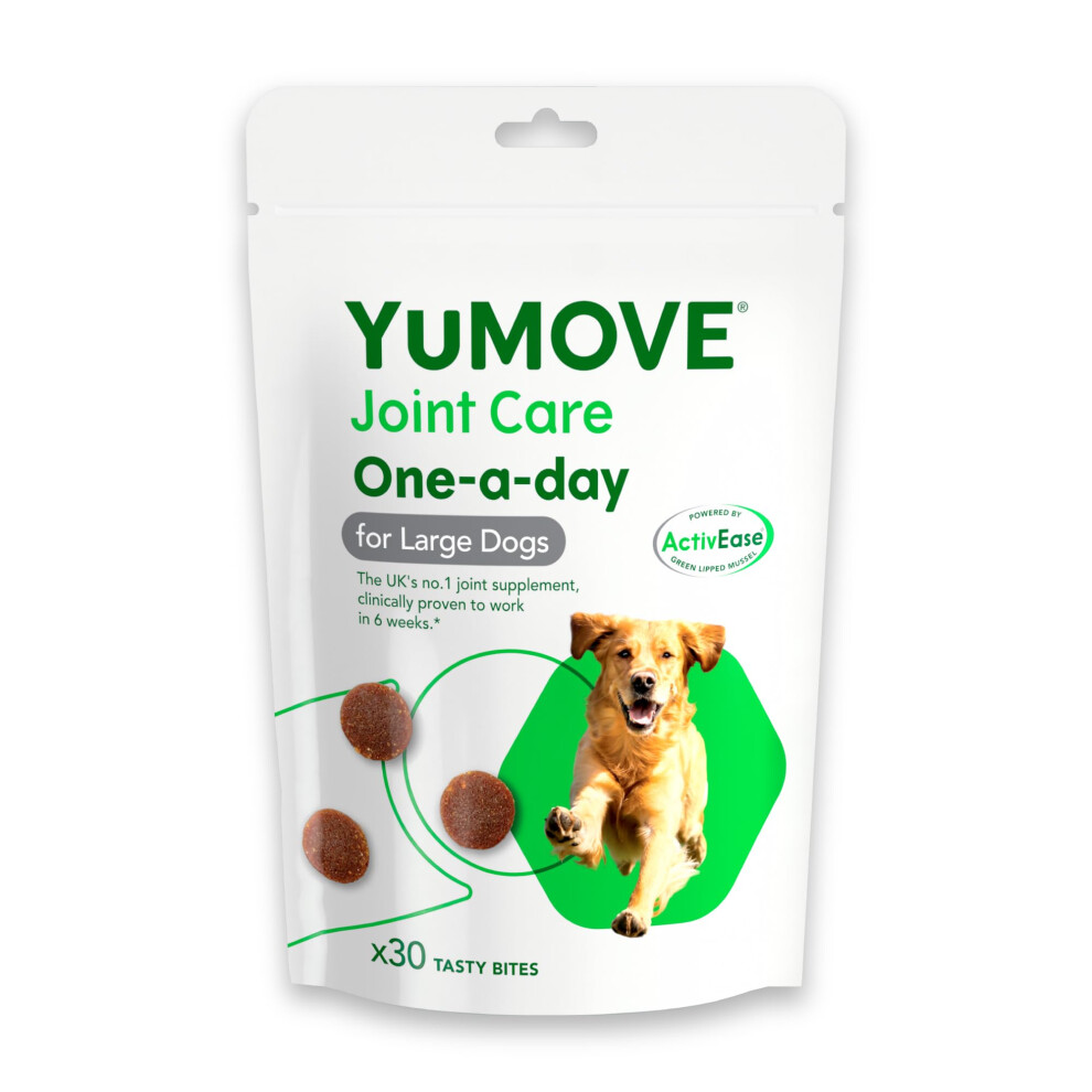 Yumove One-A-Day Chews For Large Dogs | Joint Supplement For Stiff Dogs With Glucosamine, Chondroitin, Lipped Mussel | 30 Chews - 1 Month Supply Green