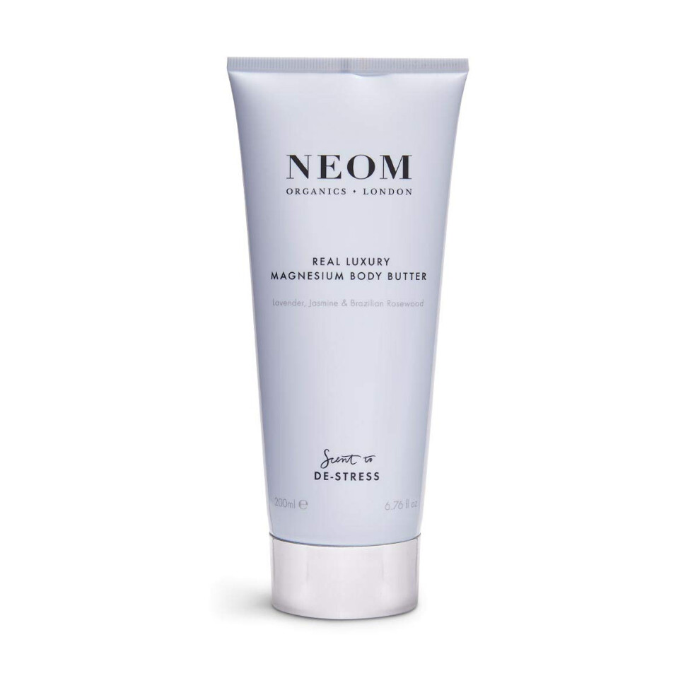 Neom - Real Luxury Magnesium Body Butter, 200Ml | Cream Moisturiser With Essential Oils | Nourish & Soften | Lavender & Rosewood | Scent To De-Stress