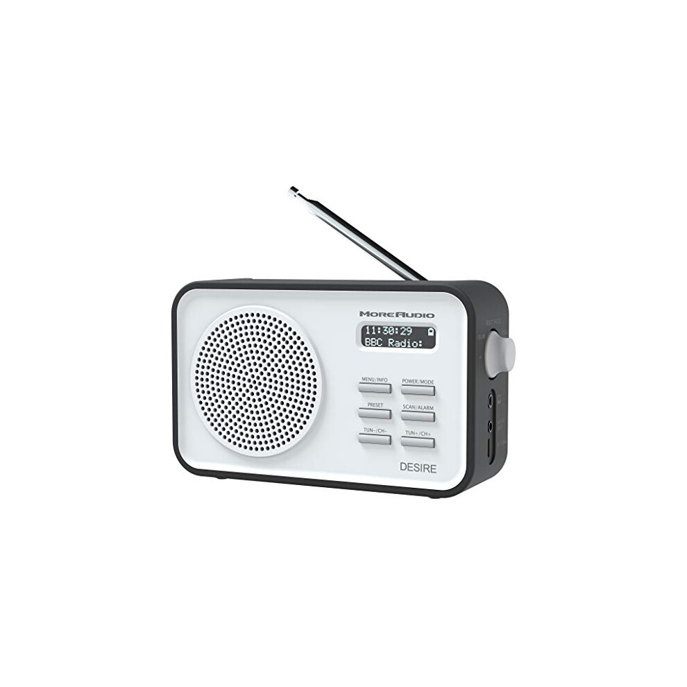 Azatom Desire Dab+ Digital Radio: Dab & Fm, Dual Alarms, Portable Clock, 18H Battery, 60 Presets, Aux/Headphone - Black 768114257603
