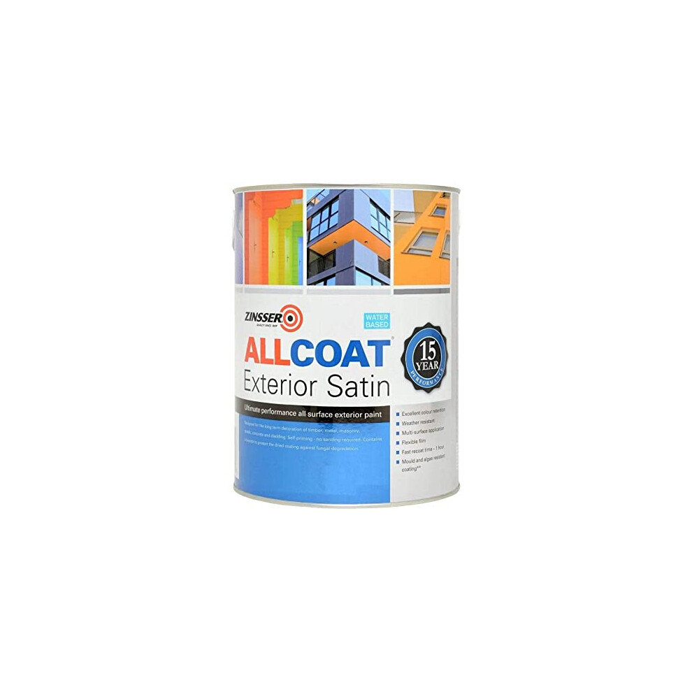 Zinsser Allcoat Exterior Wb (Satin Finish) Ready Mixed Colours 1 Litre Anthracite Grey (Ral 7016)