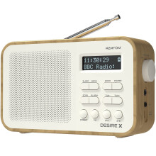 DAB DAB+ FM Digital Radio, Portable, Dual Alarm, Battery & Mains, AUX, Headphone, 60 Presets, Sleep timer (AZATOM Desire X Oak)