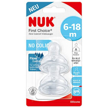 First Choice+ Flow Control Baby Bottle Teats | 6-18 Months | Anti-Colic Valve | BPA | Pack of 2