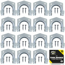 15pk Tool Hooks for Shed | Heavy Duty Shed Hooks Light Hooks | Garden Shed Tool Holders| Metal, Aluminum Outdoor Wall Hooks | Double Hooks for Garage
