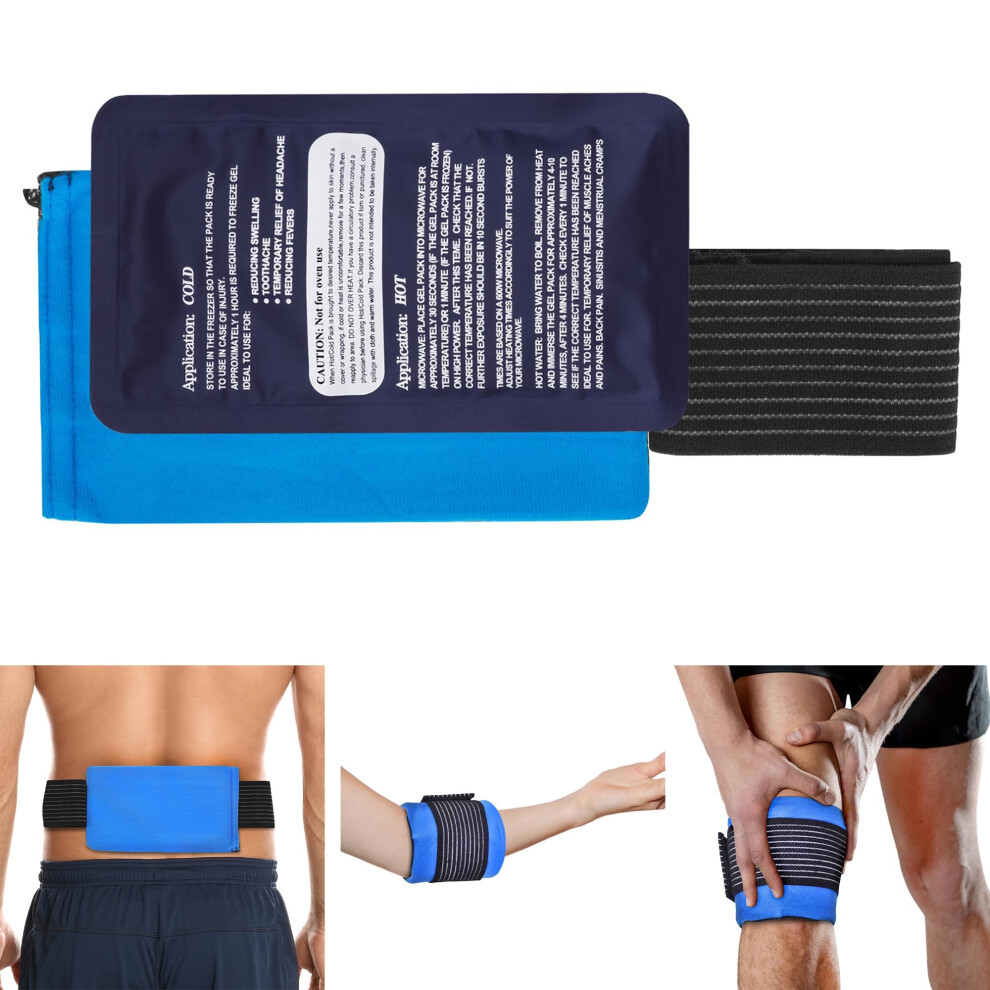 Reusable Gel Ice Pack for Injuries | Heat Pack & Ice Packs for Sports Injuries with Pouch | Instant Ice Pack for Rapid Cool, Microwave Heating Pad |
