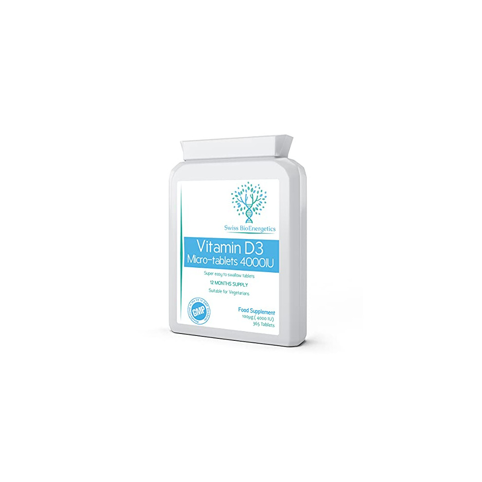 Swiss Bioenergetics Vitamin D3 100Âµg (4000 Iu) 365 Micro-Tablets Â One-A-Day Easy To Swallow High Strength Tablets Â Exclusively Manufactured In The Uk