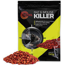 Rat & Mouse Killer Poison Grain (6x25g) Rat Poisoning Strongest Maximum Strength - Fast Acting, All-Weather, Whole Wheat Bait Sachets For Rodent