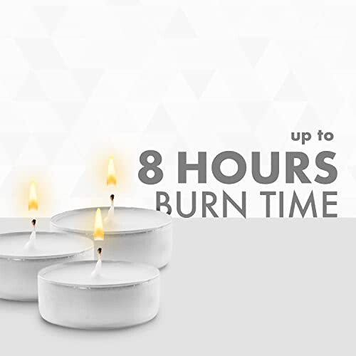 8 Hour Tea Light Candles, 50 Pack, Long Burning Time, Unscented Tea Lights - White 1