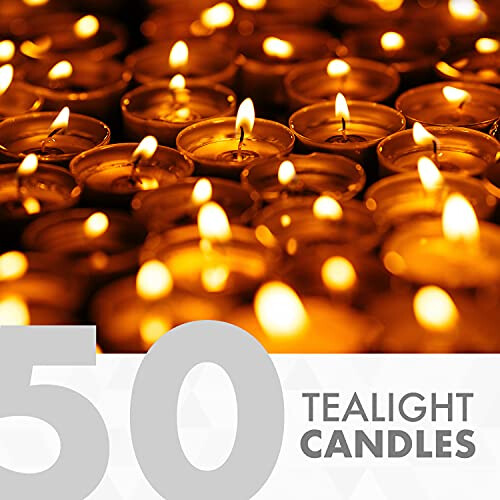 8 Hour Tea Light Candles, 50 Pack, Long Burning Time, Unscented Tea Lights - White 2
