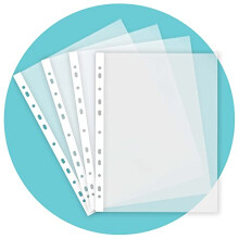 100 x A4 Punched Pockets - Transparent & Top Opening for Easy Access - Poly File Pockets & Clear Plastic Sleeves for Organising Letters & Documents in