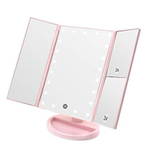 Makeup Mirror, WEILY Cosmetic Mirror,Adjustable Light with LED, with 1X/2X/3X Magnification, 180 Adjustable Rotation, Double Power Supply,