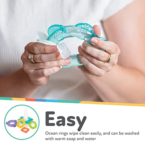 Nuby IcyBite Stacking Rings – Soothing Teether | Multiple Teething Surfaces | Refrigerator Safe | Suitable from 6 Months Plus 2