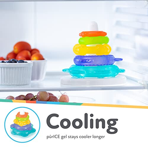 Nuby IcyBite Stacking Rings – Soothing Teether | Multiple Teething Surfaces | Refrigerator Safe | Suitable from 6 Months Plus 1