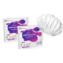2pk - Omnitex Premium Rinse Free Shampoo Cap - Microwaveable | with Conditioner & Vitamins | Nourish & Protect with Herbal Extracts & Barrier Cream |
