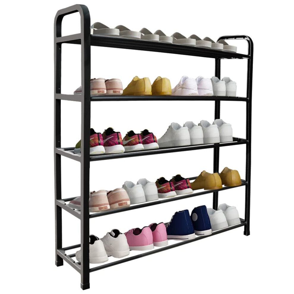 Ram Black 5 Tier Shoe Rack Shoes Storage Organiser Holds 20 Pairs