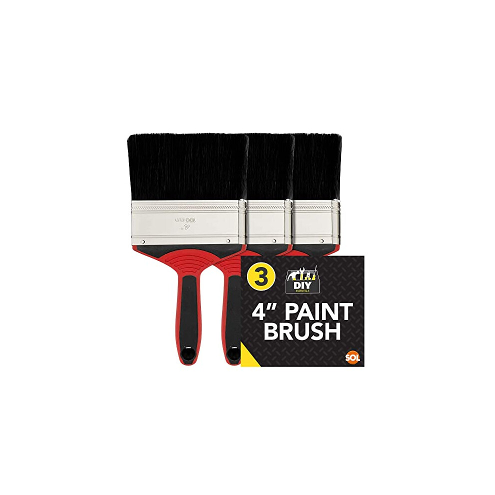 3pk 4 Inch Paint Brush for Interior and Exterior Painting | Large Paint Brush | Ideal As Fence Paint Brush, Decking Paint Brush, Decking Brush, Wood