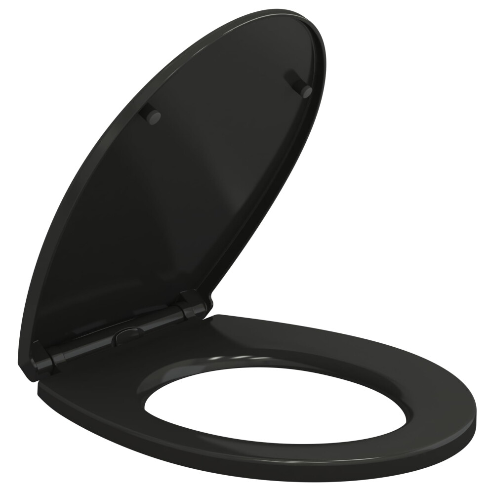 Aan Soft Close Toilet Seat Standard Loo Seat With Top & Bottom Fixing Quick Release And Adjustable Hinges O Shape Lid Cover Pp Black