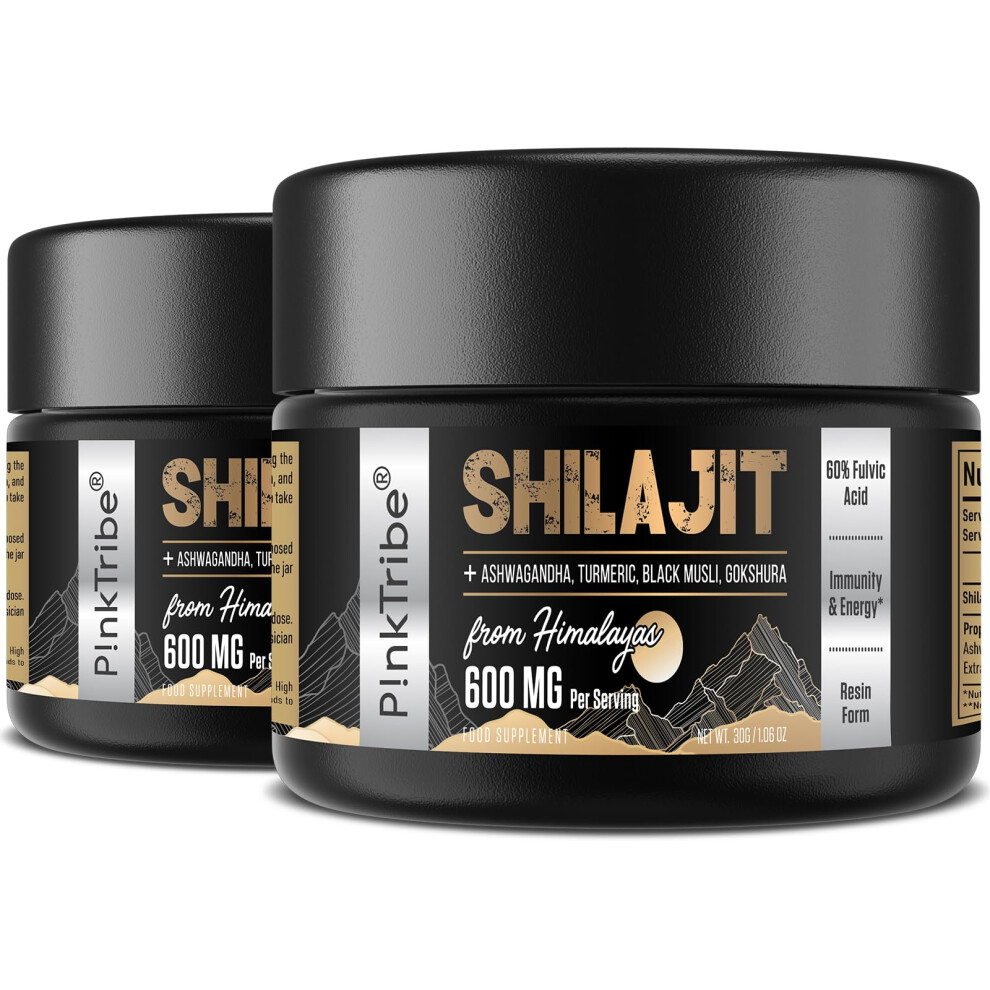 P!Nktribe Shilajit Resin Gold Standard Shilajit - 600Mg Himalayan Shilajit Blend With Ayurvedic Herbal Extracts, High Levels Of Fulvic Acid, Supports Energy And