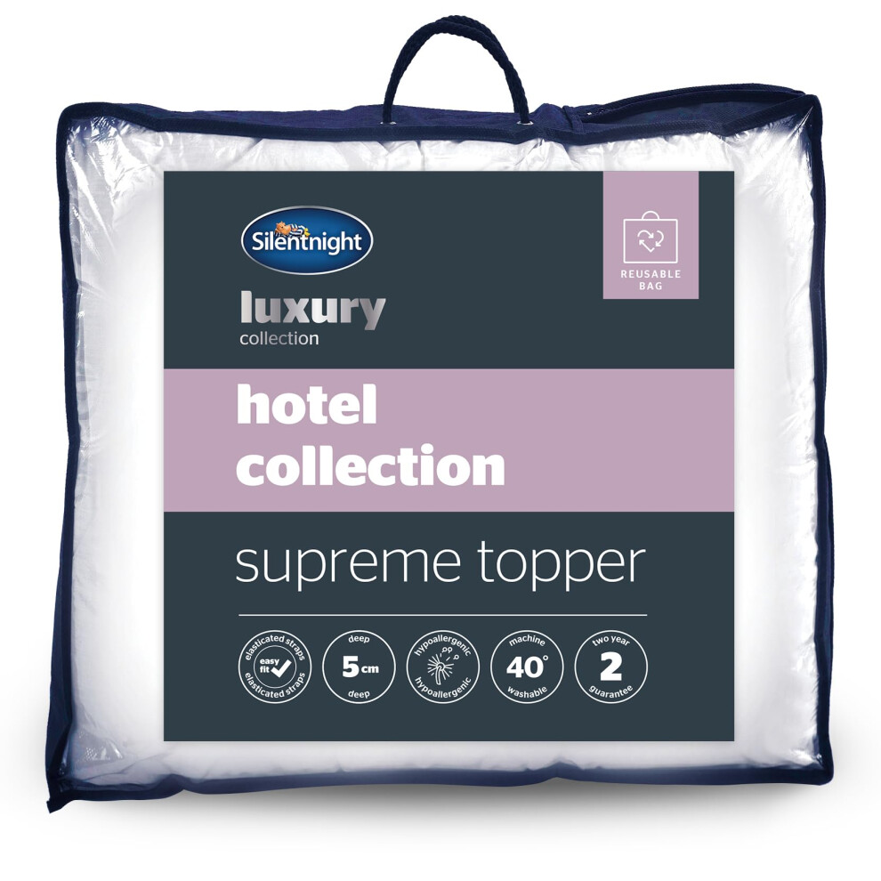 Hotel Collection Mattress Topper Super King - Luxury Soft Silky Comfortable 5cm Thick Deep Mattress Protector Pad Cover with Deep Fit Elasticated