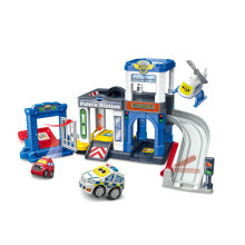 Toot-Toot Drivers Police Station, Car Playset includes Police Car Toy, Helicopter & Getaway car, Vehicle Tracks for Kids with Lights & Sounds, for
