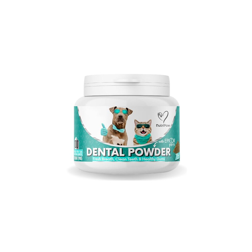 Dental Powder For Dogs & Cats - Clean Teeth, Healthy Gums & Fresh Breath - Manage Plaque & Tartar Build-Up - Fuss-Free - No Brushing Needed - Lasts Up